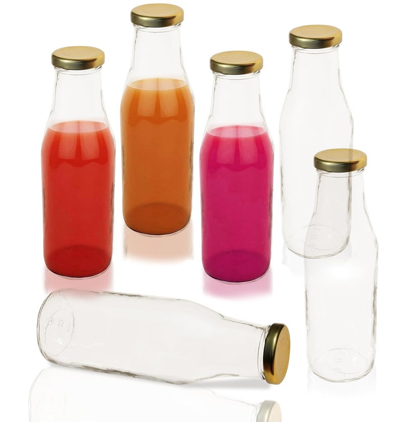 Pure Source India Milk, Water and Juice Glass Bottle Freezer Safe, with Air Tight & Leak Proof Cap (Transparent; 500 ml) Set of 12 - Image 4