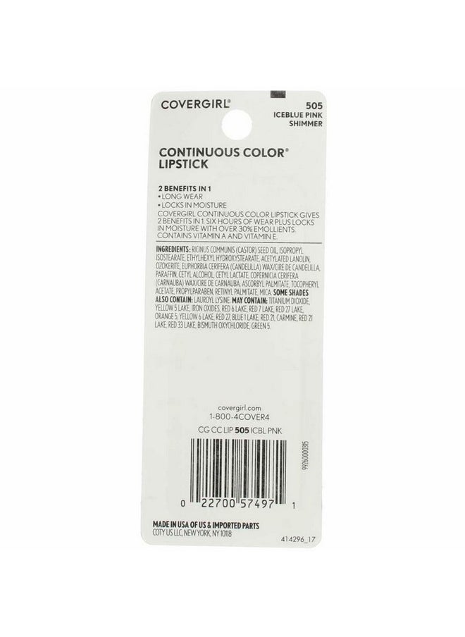 CoverGirl - Continuous Color Lipstick Iceblue Pink 505 0.13 Oz (3 G) - Image 1