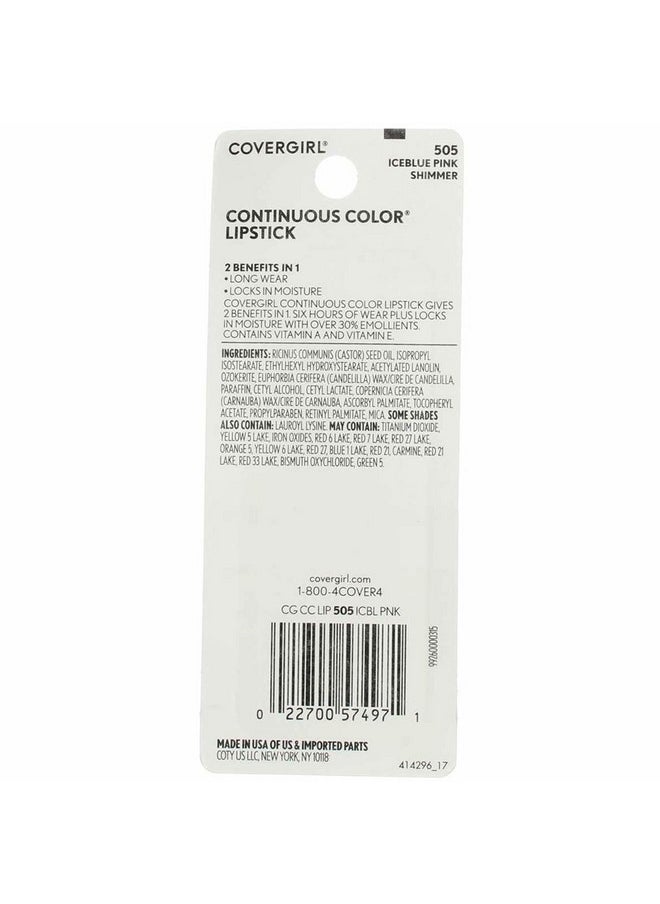CoverGirl - Continuous Color Lipstick Iceblue Pink 505 0.13 Oz (3 G) - Image 1