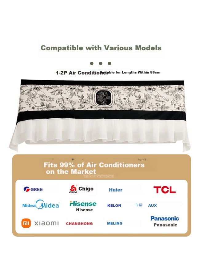 Purpavwinner Air Conditioner Dust Cover Heat Wind Guide Universal For Elderly Children Pregnant Women Postpartum Use Wall-mounted Ac Wind Shield Curtain Large 1p-1.5p Ink Flower Pattern - Image 3