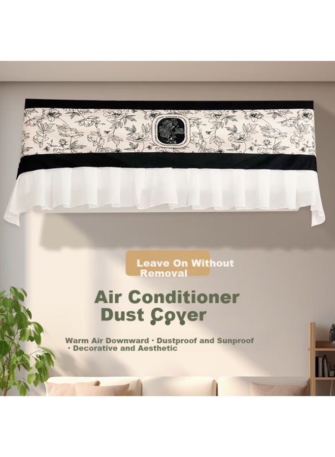 Purpavwinner Air Conditioner Dust Cover Heat Wind Guide Universal For Elderly Children Pregnant Women Postpartum Use Wall-mounted Ac Wind Shield Curtain Large 1p-1.5p Ink Flower Pattern - Image 1