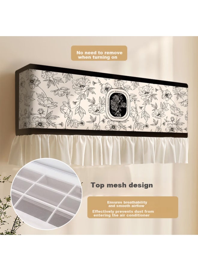 Purpavwinner Air Conditioner Dust Cover Heat Wind Guide Universal For Elderly Children Pregnant Women Postpartum Use Wall-mounted Ac Wind Shield Curtain Large 1p-1.5p Ink Flower Pattern - Image 2