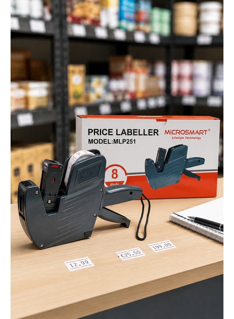 8-Digit Price Tag Gun for Production & Expiry Date Printing with Label Roll and Ink, Manual Price and Date Labeler for Shops & Stores - Image 5