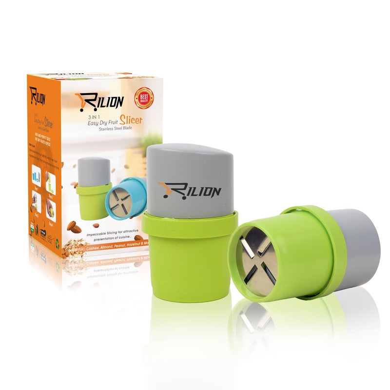 RILION Dry Fruit Cutter for Kitchen, Dry Fruit Cutter and Slicer, Pepper Grinder with 3 in 1 Blade for Almonds, Cashews, Spices etc. Color May Vary (Pack of 1) - Image 4