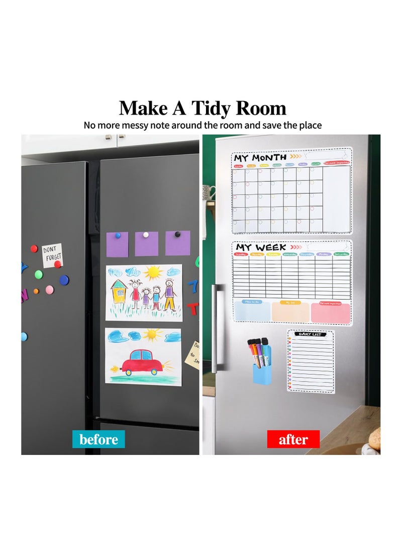 SYOSI Magnetic Whiteboard Calendar for Refrigerator, Refrigerator Planner Set Magnet Fridge Calendar Magnet Fridge Planner Whiteboard Fridge Calendar Monthly Weekly Daily Planner Stick Schedule Magnet  - Image 2