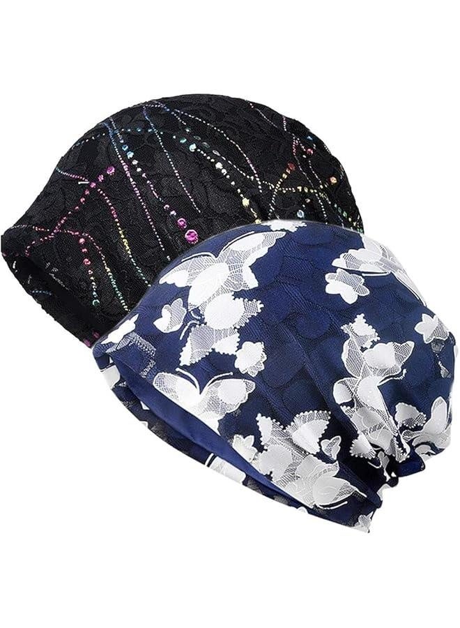 Womens Cotton Beanie Lace Turban Soft Sleep Cap Chemo Hats Fashion Slouchy Hat 