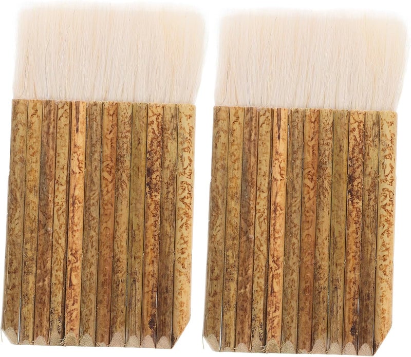 2pcs Hake Brushes Set Soft Wool Paint Brushes with Bamboo Handle for Watercolor Pottery Painting and Art Restoration - Image 1