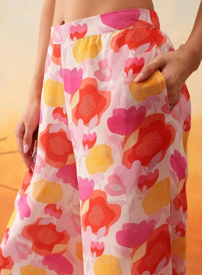 STREET 9 STREET 9 Orange Floral Print Shirt and Trousers Co-Ords
