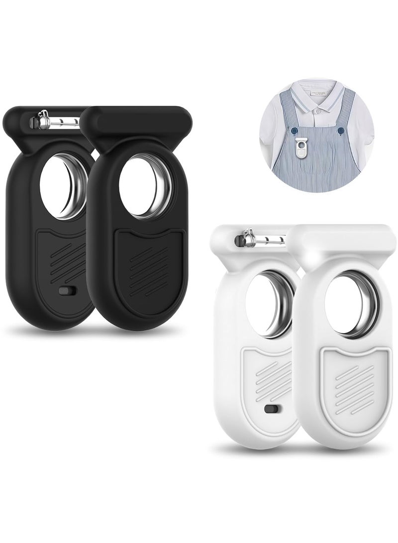 for Samsung Galaxy SmartTag2 Holder with Invisible Pin, Full Protective Anti-Slip Soft Silicone Case Compatible with Samsung SmartTag 2 Case, for Kids Pet Clothing Backpack Luggage (Black and White)  - Image 1