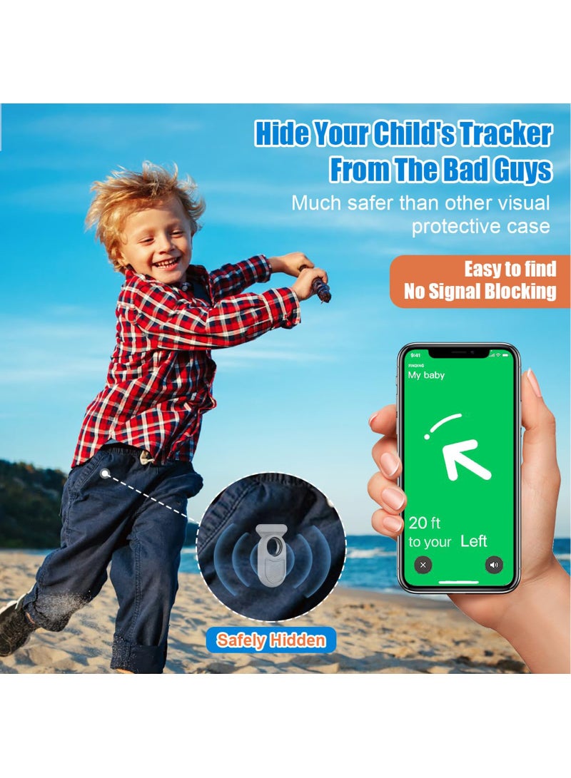 for Samsung Galaxy SmartTag2 Holder with Invisible Pin, Full Protective Anti-Slip Soft Silicone Case Compatible with Samsung SmartTag 2 Case, for Kids Pet Clothing Backpack Luggage (Black and White)  - Image 3