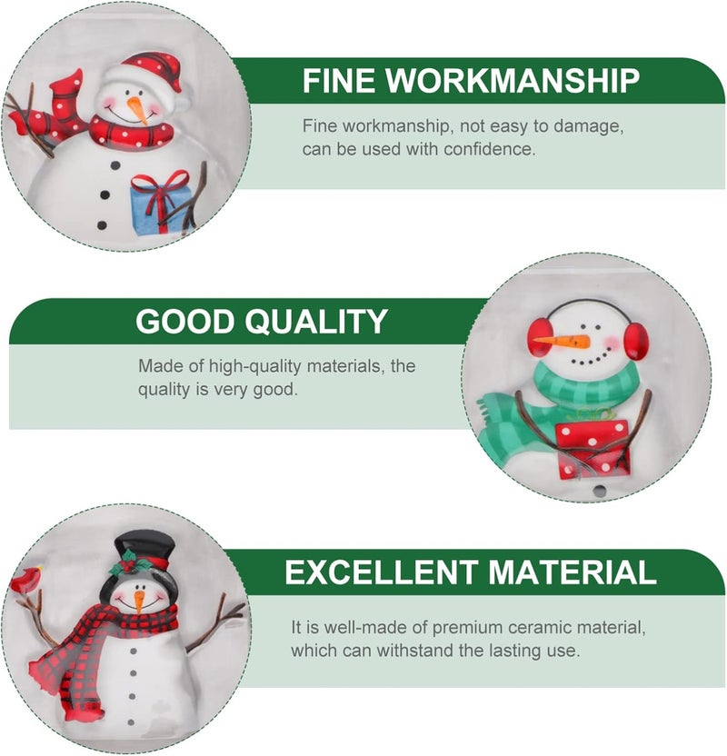 DOITOOL Christmas Ceramic Serving Dish Snowman Snack Appetizer Tray Dessert Platter Square Divided Serving Platter for Xmas Holiday Dining Table Decoration - Image 4