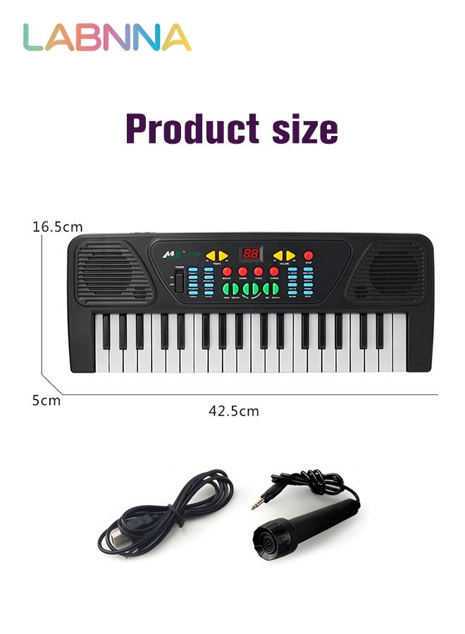 LABNNA لوحة مفاتيح بيانو 37 مفتاح مع ميكروفون للأطفال ألعاب موسيقية للأطفال بعمر 3 4 5 6 سنوات USB شحن بيانو محمول لوحة مفاتيح موسيقى إلكترونية لعبة تعليمية تعليمية للأولاد والبنات هدايا أعياد الميلاد - Image 4