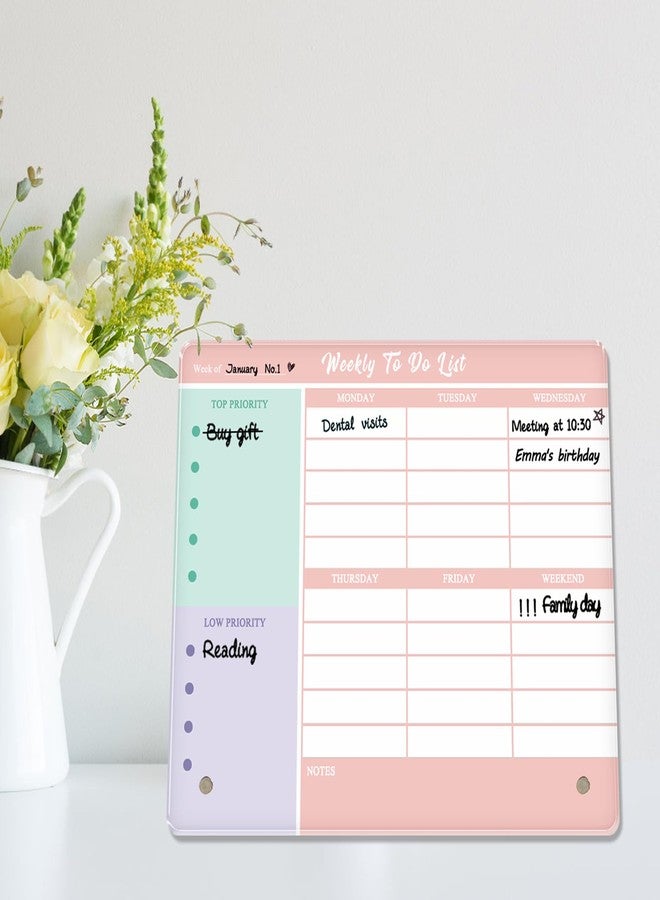 Aitakatta Desktop Thickened Acrylic Dry Erase Weekly To Do List, 11.8"x9.8" Colorful Whiteboard with Stand, Frameless Weekly Planner for Office/School/Home, Daily To Do List for Work and Personal - Image 5