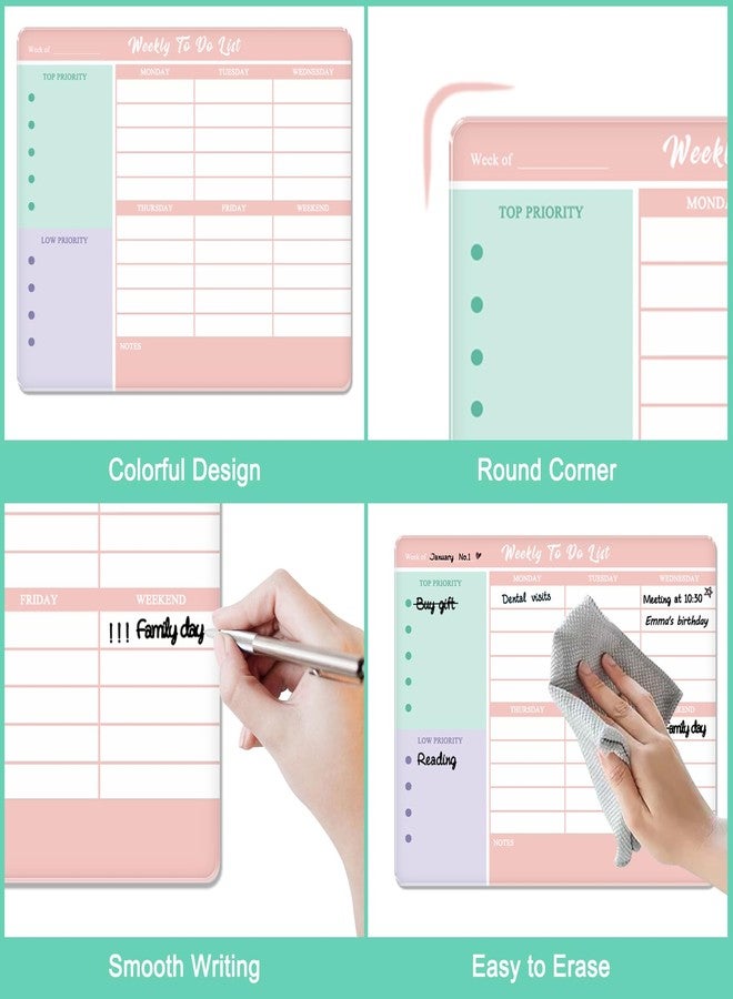 Aitakatta Desktop Thickened Acrylic Dry Erase Weekly To Do List, 11.8"x9.8" Colorful Whiteboard with Stand, Frameless Weekly Planner for Office/School/Home, Daily To Do List for Work and Personal - Image 3
