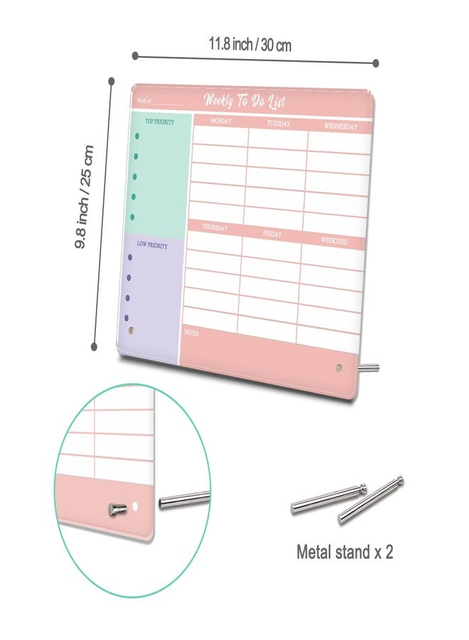 Aitakatta Desktop Thickened Acrylic Dry Erase Weekly To Do List, 11.8"x9.8" Colorful Whiteboard with Stand, Frameless Weekly Planner for Office/School/Home, Daily To Do List for Work and Personal - Image 2
