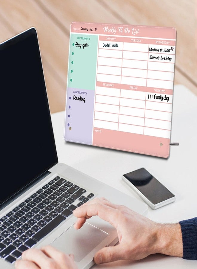 Aitakatta Desktop Thickened Acrylic Dry Erase Weekly To Do List, 11.8"x9.8" Colorful Whiteboard with Stand, Frameless Weekly Planner for Office/School/Home, Daily To Do List for Work and Personal - Image 4