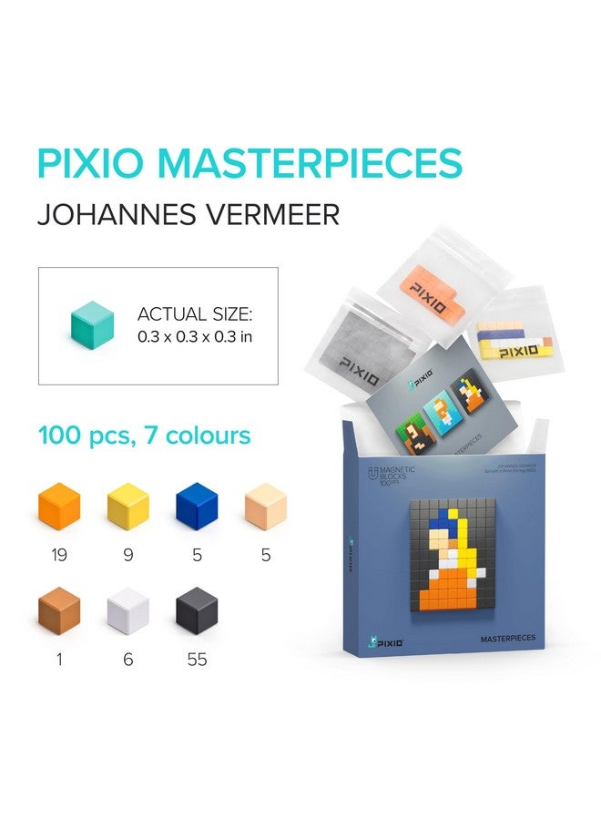PIXIO PIXIO Magnetic Blocks - Johannes Vermeer Girl with a Pearl Earring Pixel Art Building Toy & Desk Display for Adults  - Image 2