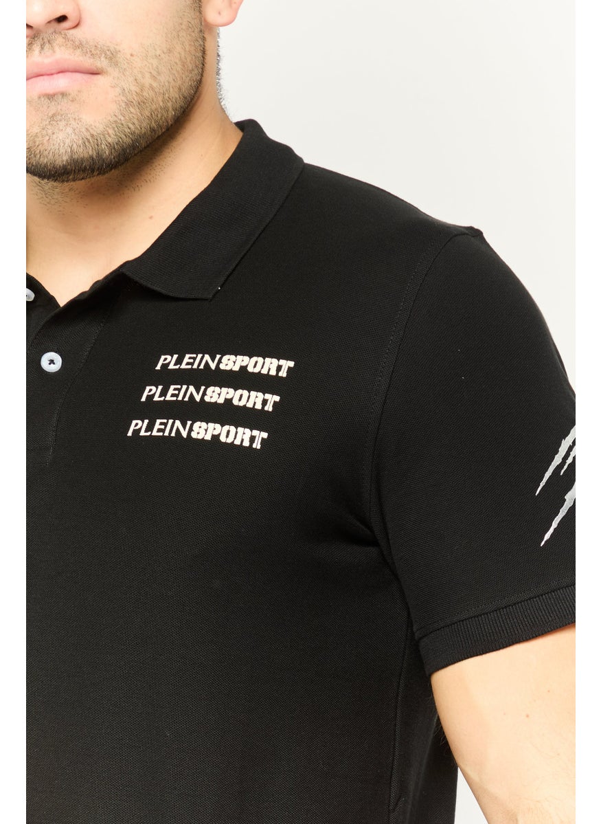 Plein Sport - Men Sportswear Fit Short Sleeves Outdoor Polo Shirt, Black - Image 1