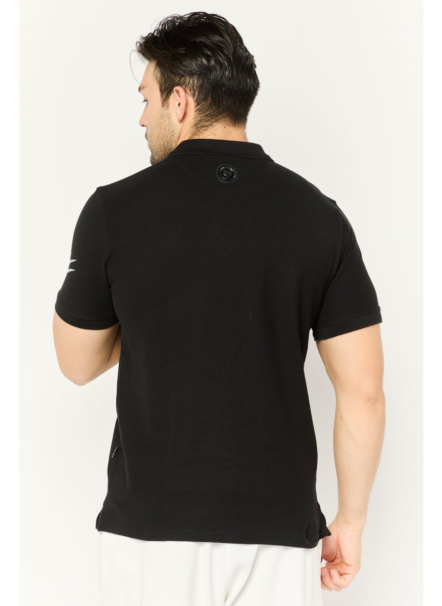 Plein Sport - Men Sportswear Fit Short Sleeves Outdoor Polo Shirt, Black - Image 1