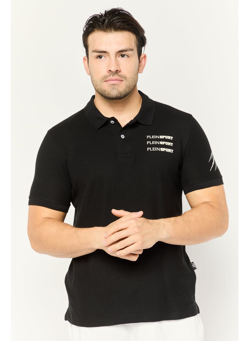 Plein Sport - Men Sportswear Fit Short Sleeves Outdoor Polo Shirt, Black - Image 1