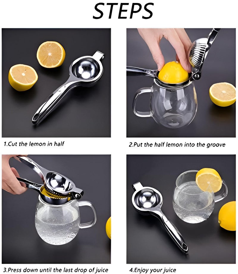 Citrus Juicer - Stainless Steel Manual Juicer for Lemon and Orange, Durable and Effective with High Juice Yield and Ergonomic Design for Easy Use (2 Pieces) - Image 3