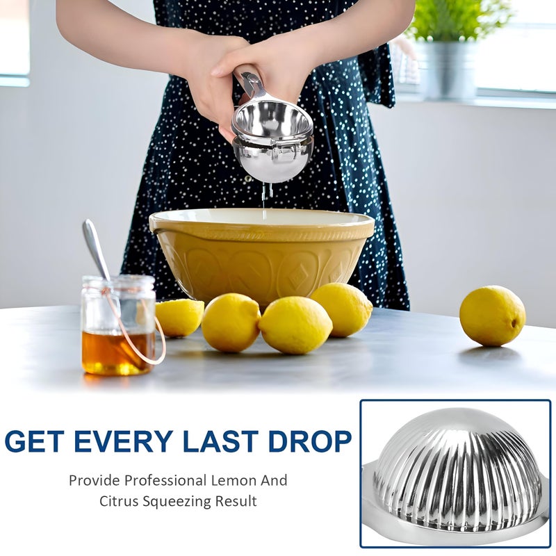 Citrus Juicer - Stainless Steel Manual Juicer for Lemon and Orange, Durable and Effective with High Juice Yield and Ergonomic Design for Easy Use (2 Pieces) - Image 4