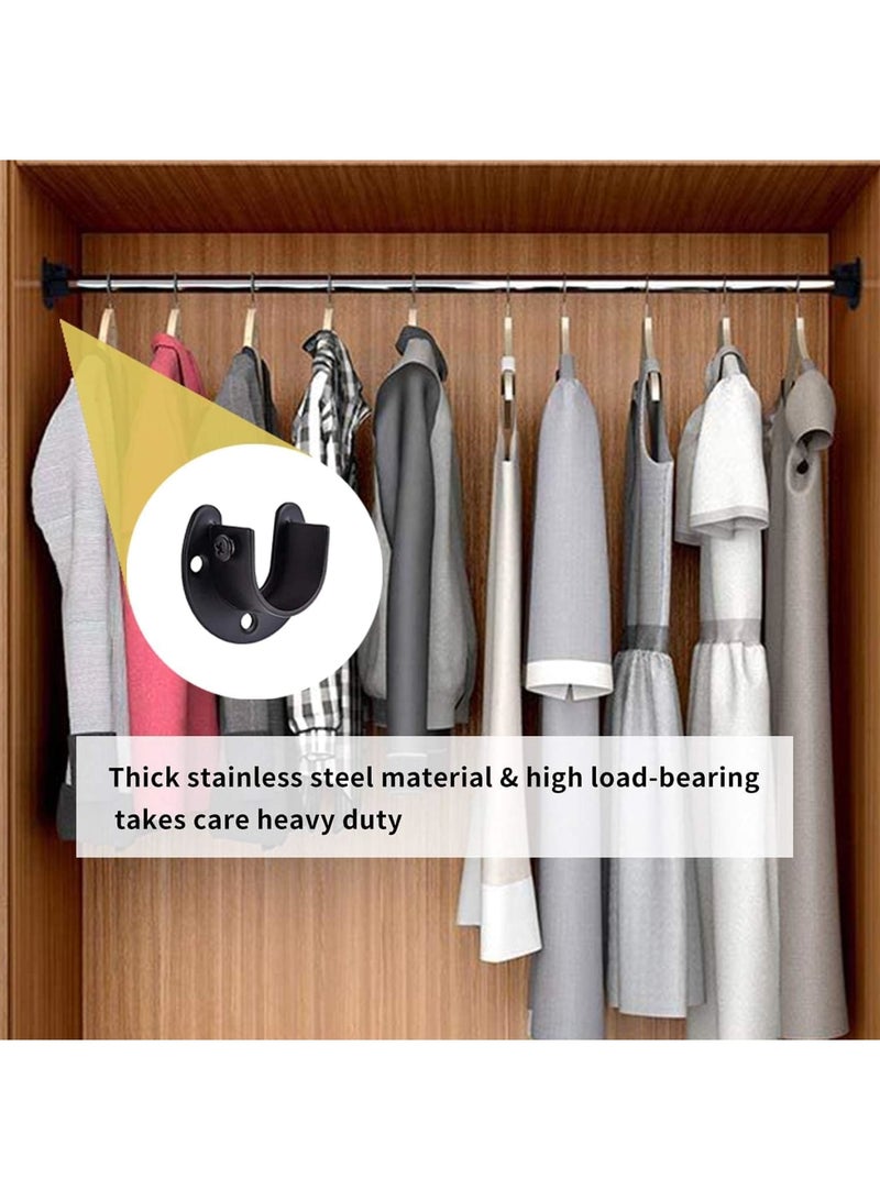 SYOSI Closet Rod Bracket, Stainless Steel Wardrobe Rod Holder 1-1/4 Inch, Heavy Duty Curtain Pole Support with Screws, Wall Mounted Clothes Hanging Bar Holder for Bedroom Storage Organization, 2 Pack Black - Image 3