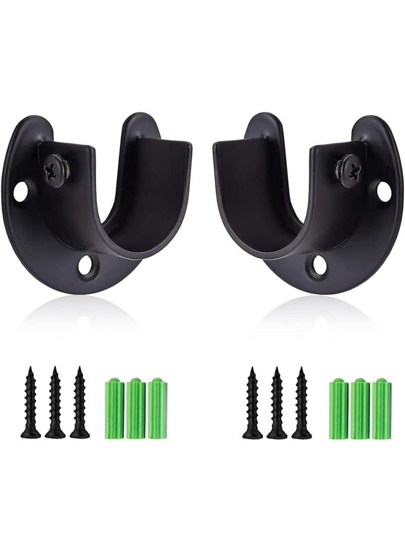 SYOSI Closet Rod Bracket, Stainless Steel Wardrobe Rod Holder 1-1/4 Inch, Heavy Duty Curtain Pole Support with Screws, Wall Mounted Clothes Hanging Bar Holder for Bedroom Storage Organization, 2 Pack Black - Image 1