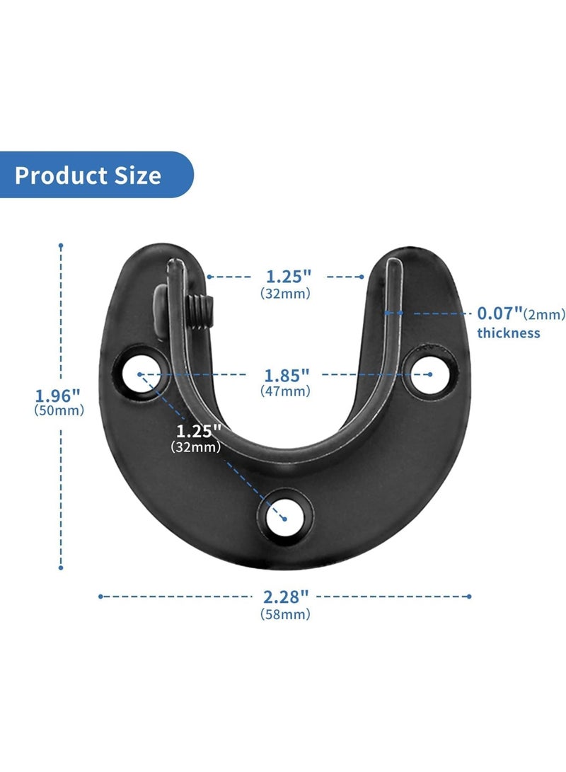 SYOSI Closet Rod Bracket, Stainless Steel Wardrobe Rod Holder 1-1/4 Inch, Heavy Duty Curtain Pole Support with Screws, Wall Mounted Clothes Hanging Bar Holder for Bedroom Storage Organization, 2 Pack Black - Image 2