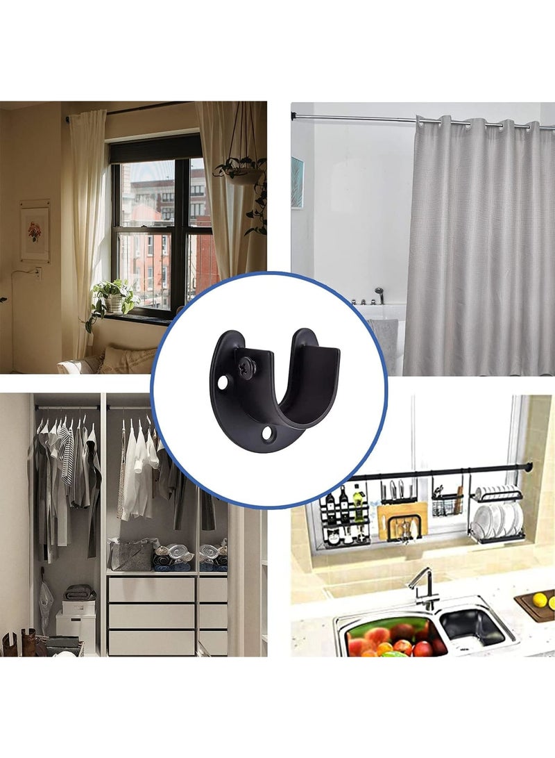 SYOSI Closet Rod Bracket, Stainless Steel Wardrobe Rod Holder 1-1/4 Inch, Heavy Duty Curtain Pole Support with Screws, Wall Mounted Clothes Hanging Bar Holder for Bedroom Storage Organization, 2 Pack Black - Image 5