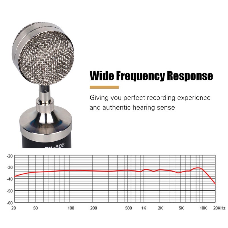 Recording Mic Cardioid Condenser Microphone Kit with Plastic Shock Mount Pop Filter Low Noise High Sensitive Microphone for Vocal Live Streaming Singing Broadcasting Musical Instrument Black - Image 3