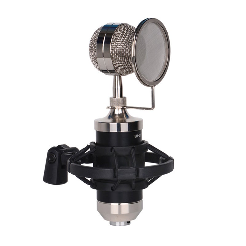 Recording Mic Cardioid Condenser Microphone Kit with Plastic Shock Mount Pop Filter Low Noise High Sensitive Microphone for Vocal Live Streaming Singing Broadcasting Musical Instrument Black - Image 1