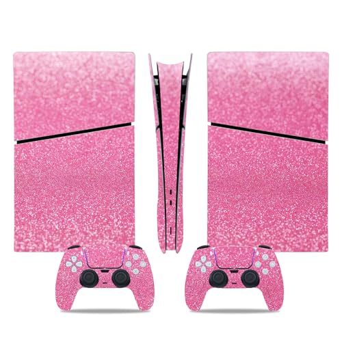 Oiokew PS5 Slim Digital Skin & Controller Decal Set-Custom Vinyl Wrap Stickers for PlayStation 5 Console & DualSense Controller-Matte Black Gaming Skins Full Cover Protection(Pink, PS5 Slim Digital) - Image 3