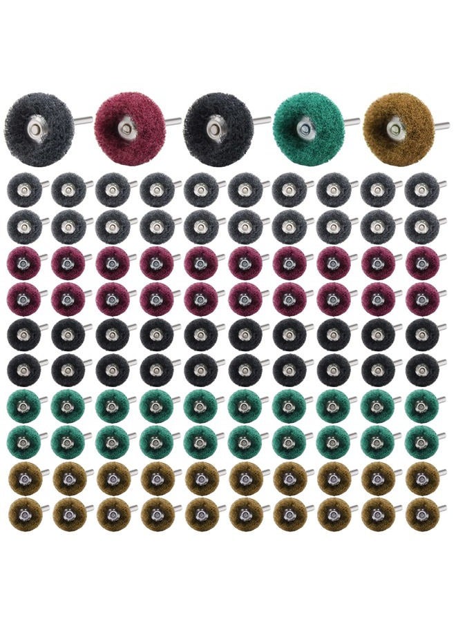 Mdvora Abrasive Wheel, 100pcs 1" Buffing Polishing Wheels, Metal Polishing Compound for Rotary Tools-1/8"(3mm) Shank, 120 Grit, 180 Grit, 320 Grit, 400 Grit, 600 Grit（100pcs) - Image 1