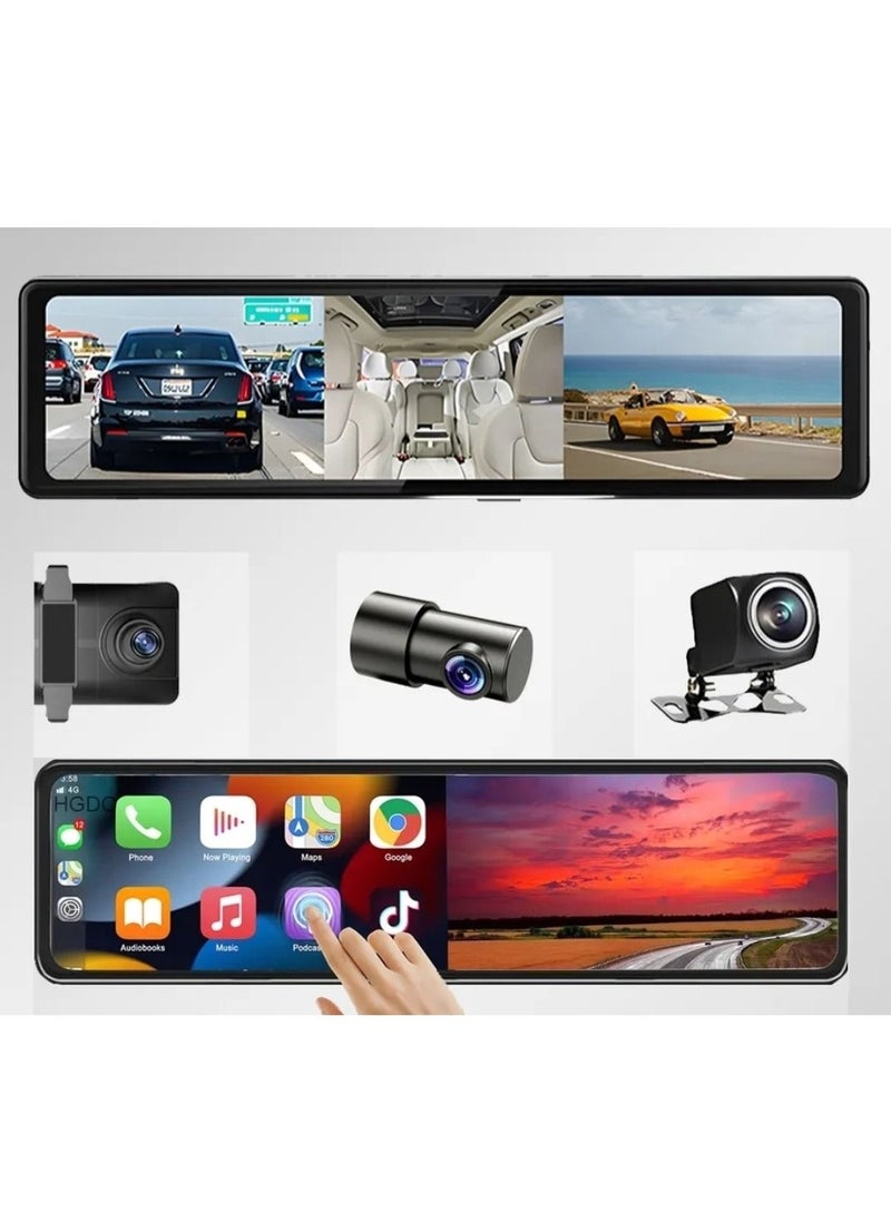 Generic - Car Dash Cam 3 Camera Support Apple Carplay Android Auto Wireless Rear View Mirror video Recording WiFi Loop Record DVR App Control 2.5K - Image 1
