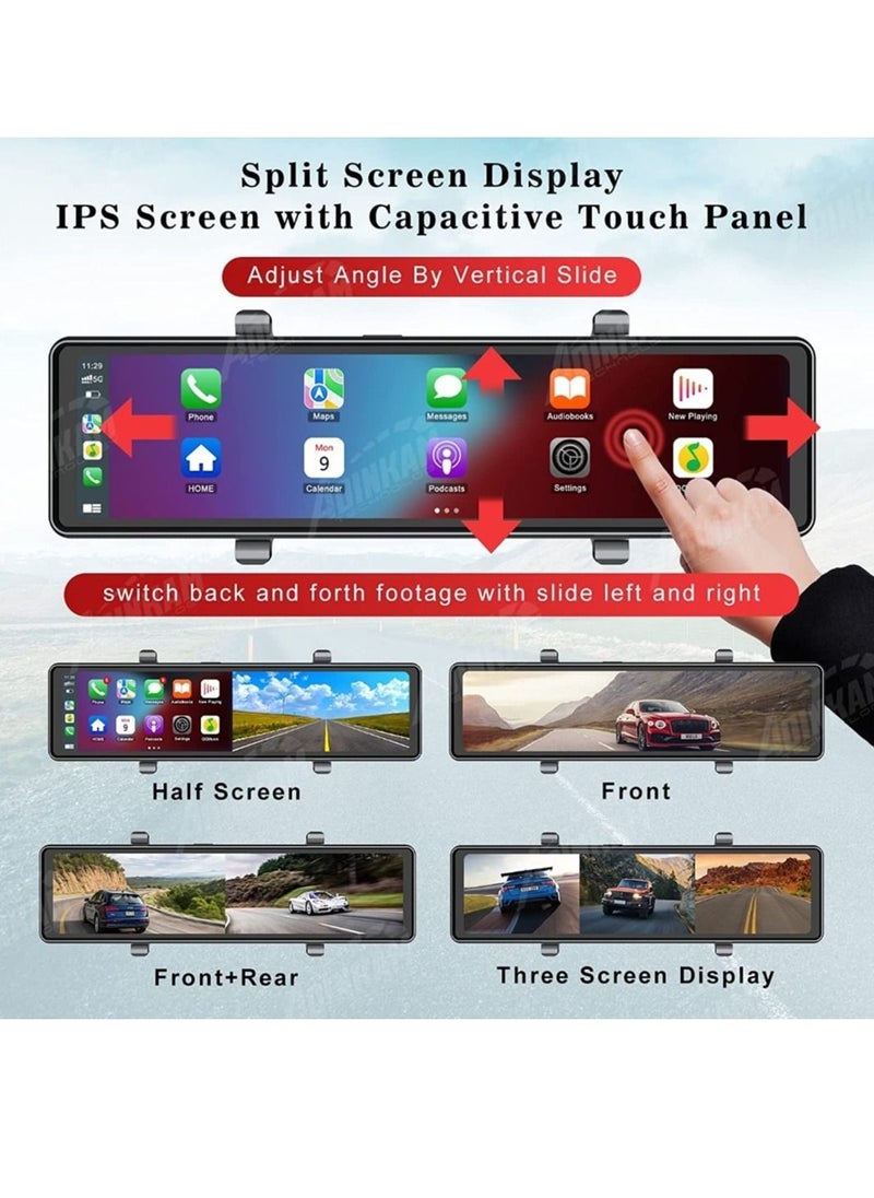 Generic - Car Dash Cam 3 Camera Support Apple Carplay Android Auto Wireless Rear View Mirror video Recording WiFi Loop Record DVR App Control 2.5K - Image 1