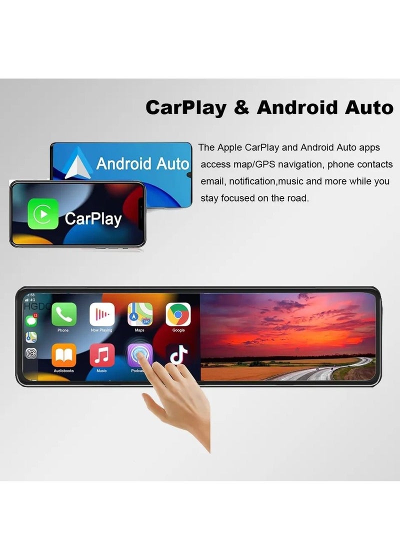 Generic - Car Dash Cam 3 Camera Support Apple Carplay Android Auto Wireless Rear View Mirror video Recording WiFi Loop Record DVR App Control 2.5K - Image 1