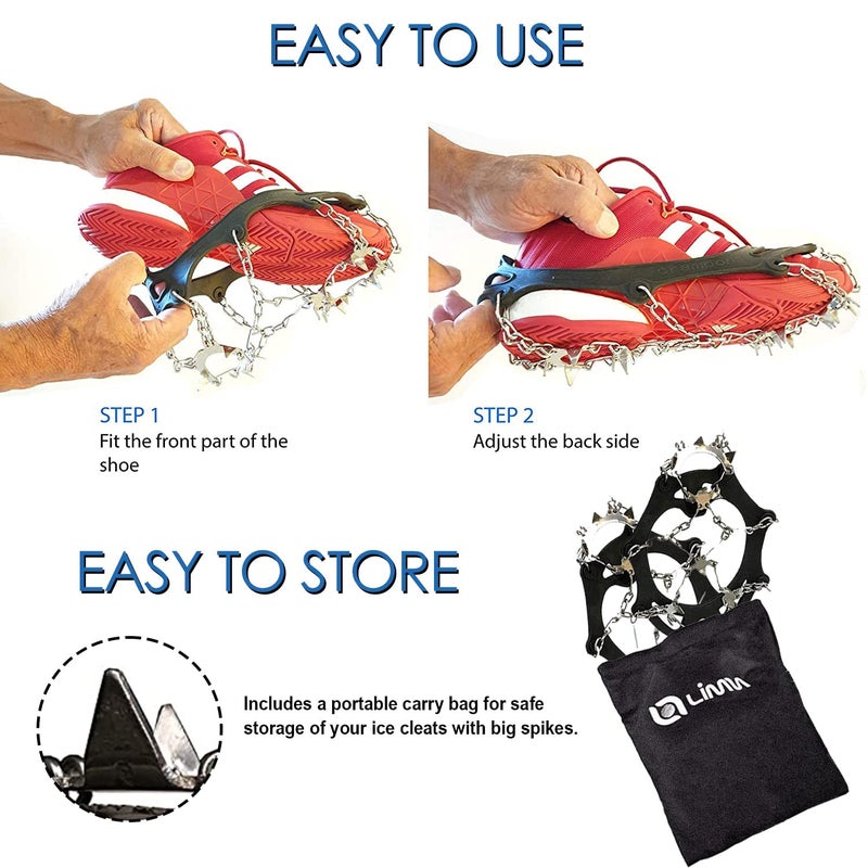 Limm Ice Snow Traction Cleats - Medium Lightweight Crampon Cleats with Big Spikes - Anti Slip Walking Grips Fasten Quickly & Easily Over Footwear - Portable Ice Grippers for Shoes and Boots - Image 2