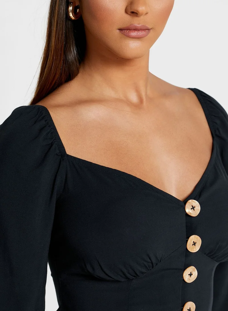 Finders Keepers Francis Button Detail Top