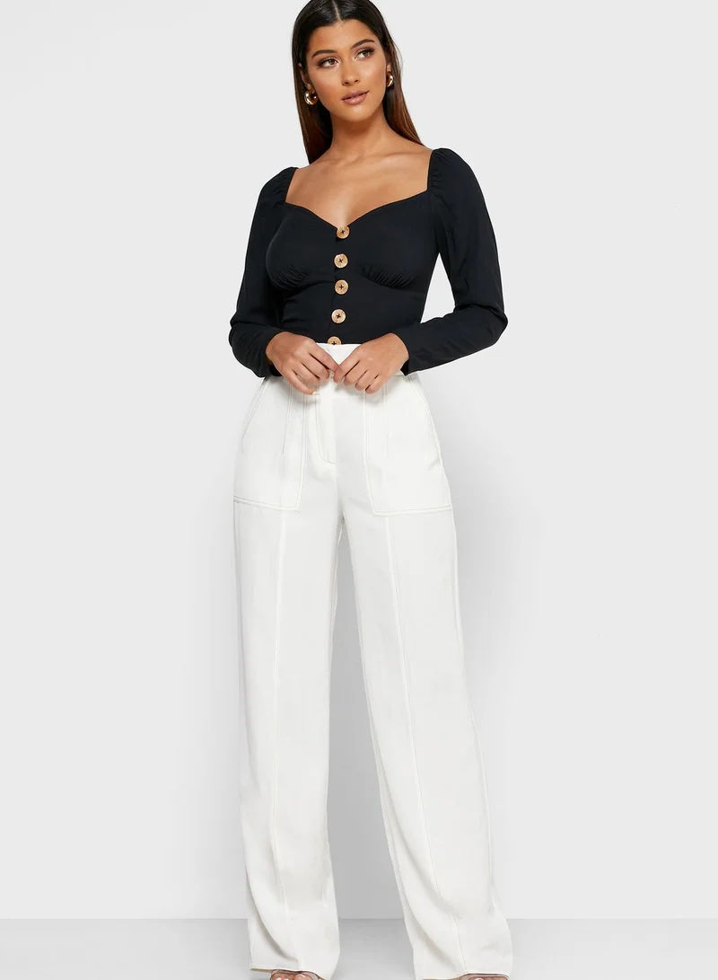 Finders Keepers Francis Button Detail Top