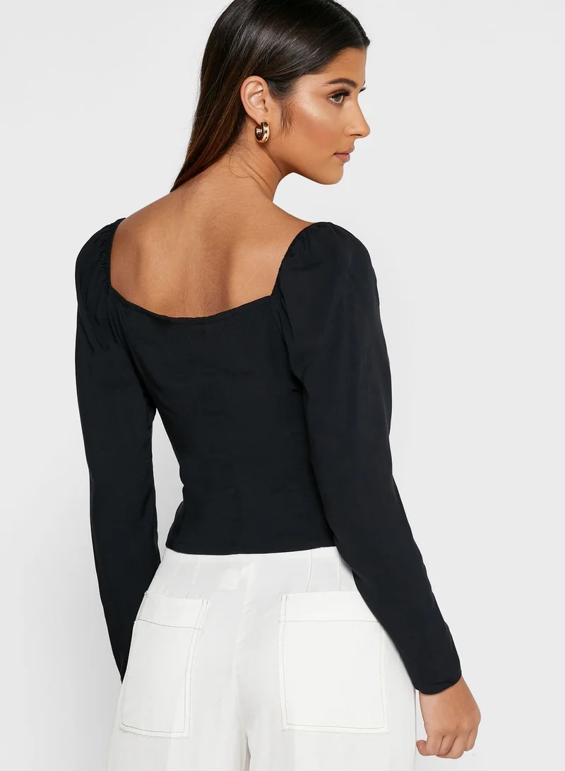 Finders Keepers Francis Button Detail Top