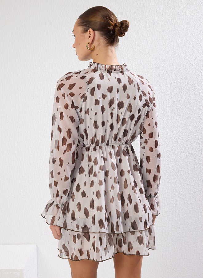 trendyol Multicolor Animal Skirt Woven Dress with Waist Opening - Image 4