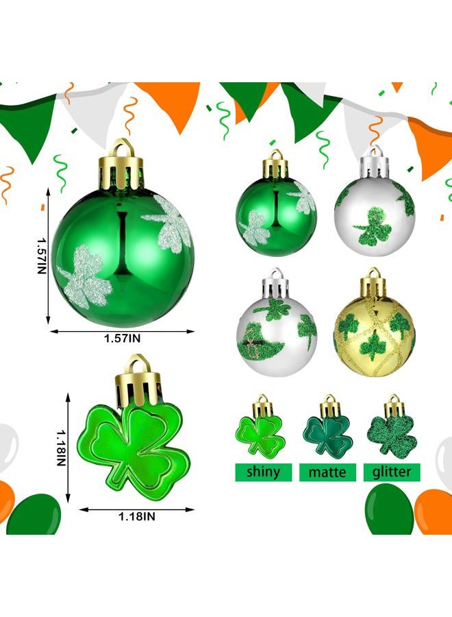 Teling 36 Pieces St. Patrick's Day Hanging Ornament Shamrock Hanging Ball Ornaments Green Shamrocks Plastic Ball Ornament Clover Hat Shamrock Decoration Baubles for St. Patrick's Day Party Supplies - Image 2
