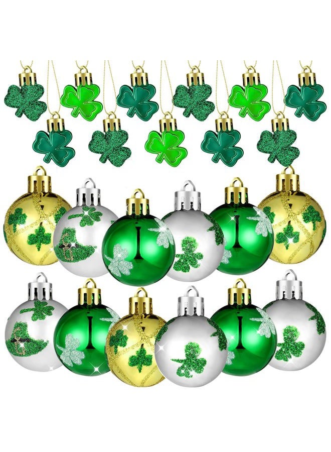 Teling 36 Pieces St. Patrick's Day Hanging Ornament Shamrock Hanging Ball Ornaments Green Shamrocks Plastic Ball Ornament Clover Hat Shamrock Decoration Baubles for St. Patrick's Day Party Supplies - Image 1