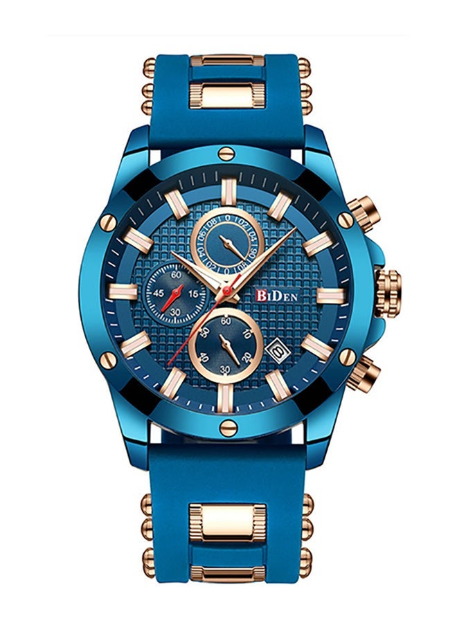 Men's Chronograph Analog Sport Watch J58Bl - 46 mm - Blue/Gold