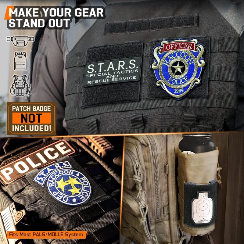 MOLLE system Velcro tactical panel (Badge logo fixed adapter plate)-tactical equipment/vest/backpack accessories Black 4PCS - Image 3