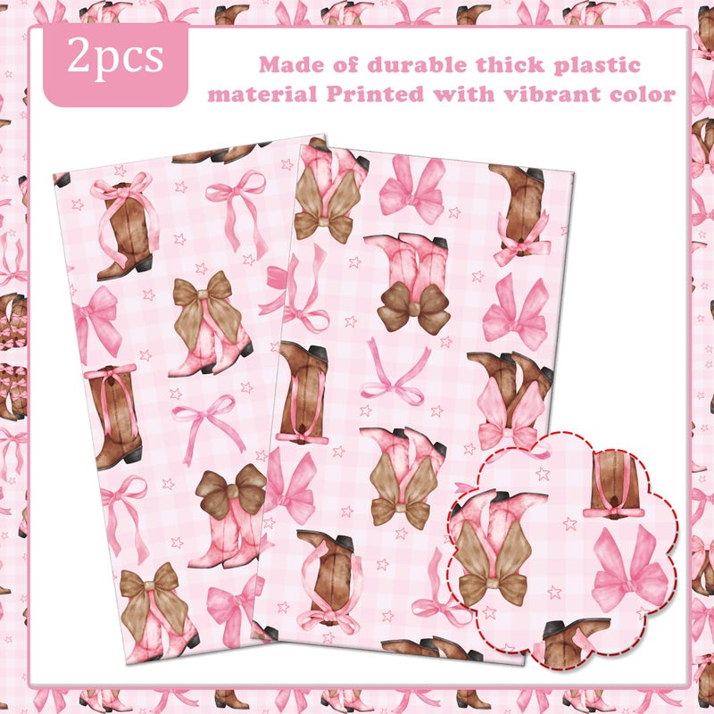 umoni Coquette Bow Cowgirl Tablecloth 2PCS Western Cowgirl Birthday Party Supplies Pink Bowknot Boots Rodeo Bachelorette Party Table Cover for Wild West Baby Shower Decor - Image 2