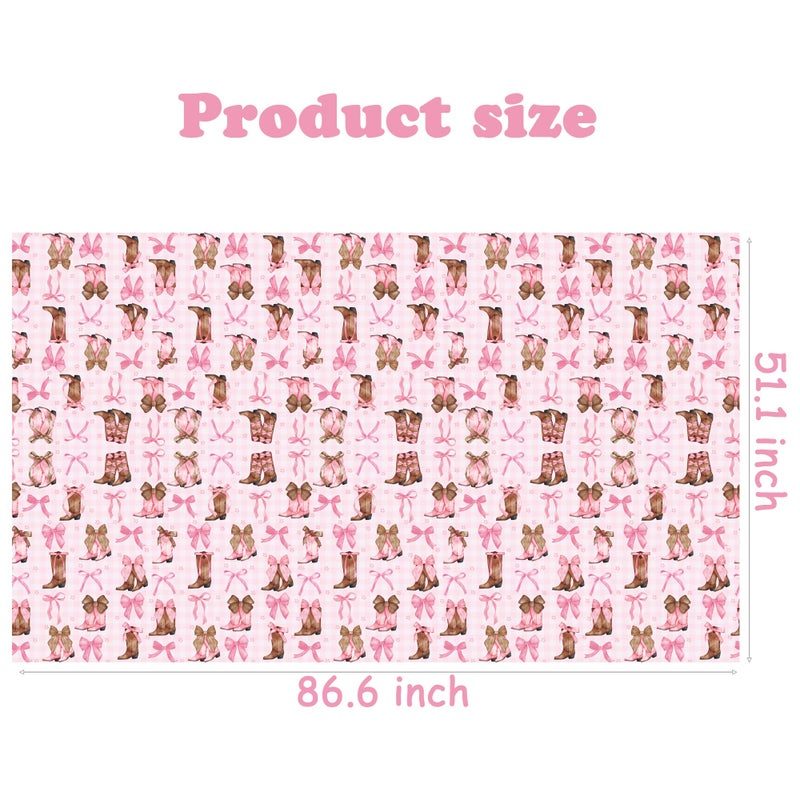 umoni Coquette Bow Cowgirl Tablecloth 2PCS Western Cowgirl Birthday Party Supplies Pink Bowknot Boots Rodeo Bachelorette Party Table Cover for Wild West Baby Shower Decor - Image 5