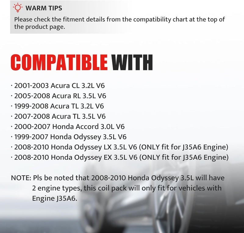 NPAUTO Ignition Coil Pack for Honda Accord & Acura Models - 6 Pieces - Image 3