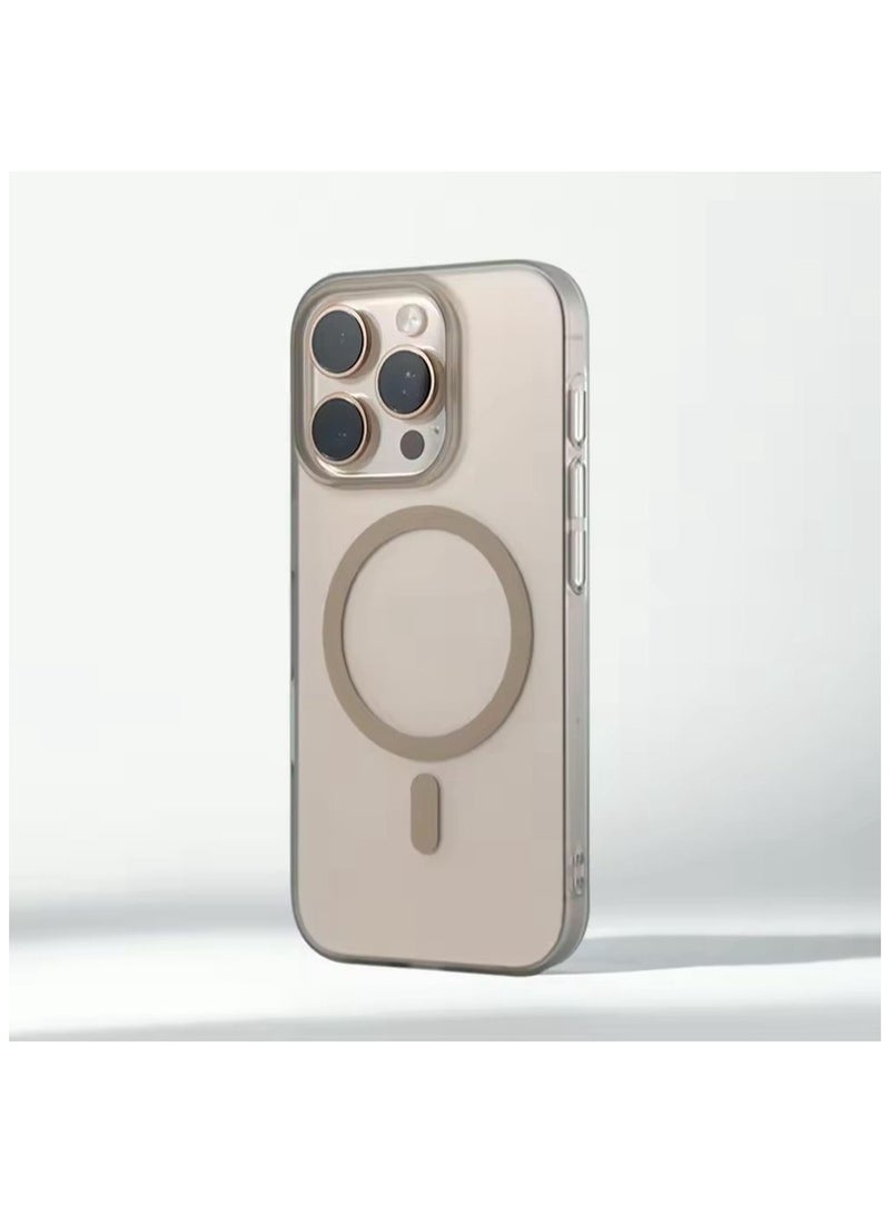 دينكس جراب ماج سيف الفاخر غير اللامع لجهاز iPhone 12 - غطاء iPhone 12 Pro رفيع مغناطيسي شفاف مقاوم للصدمات، (تيتانيوم صحراوي) - Image 1